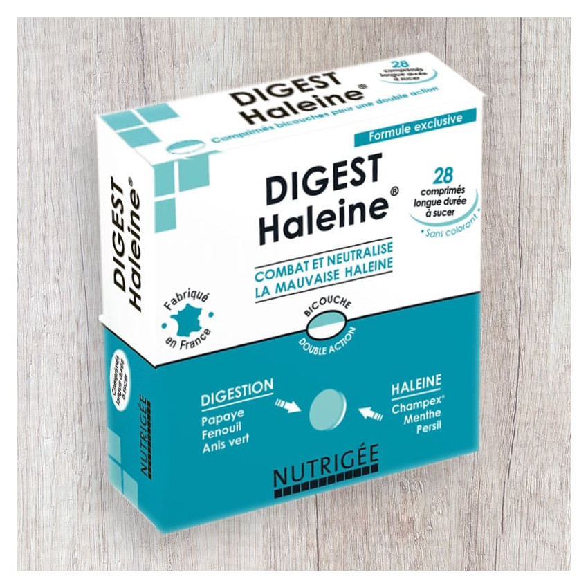 Nutrigée Digest Haleine Double Action Contre La Mauvaise Haleine 28  Comprimés Bicouches